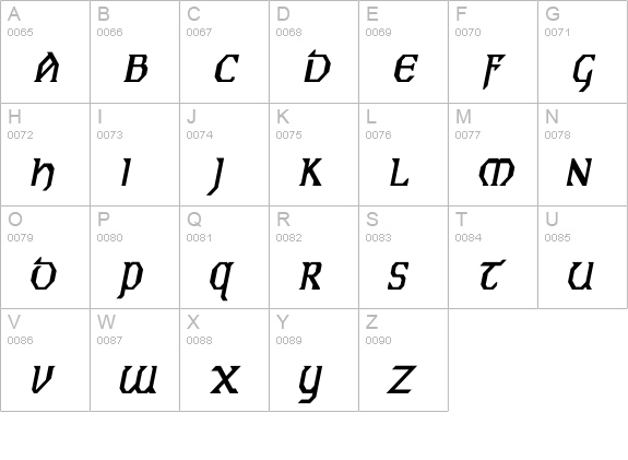 Eire Cn Bold Italic uppercase A-Z preview