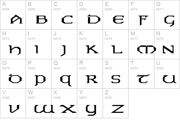 Eire Ex uppercase A-Z preview