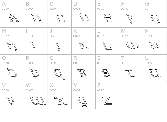 Eire Hollow Lefty uppercase A-Z preview