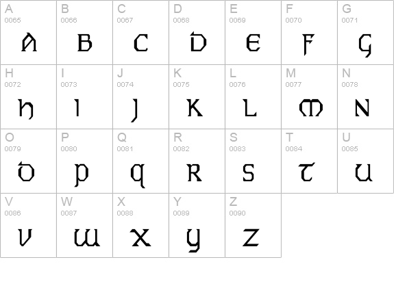 Eire Th uppercase A-Z preview