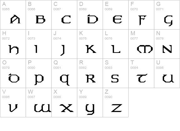 Eire Wd uppercase A-Z preview