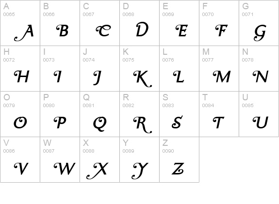 Ela Swashes SemiBold Italic PDF uppercase A-Z preview