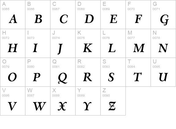 Eldorado-BoldItalic uppercase A-Z preview