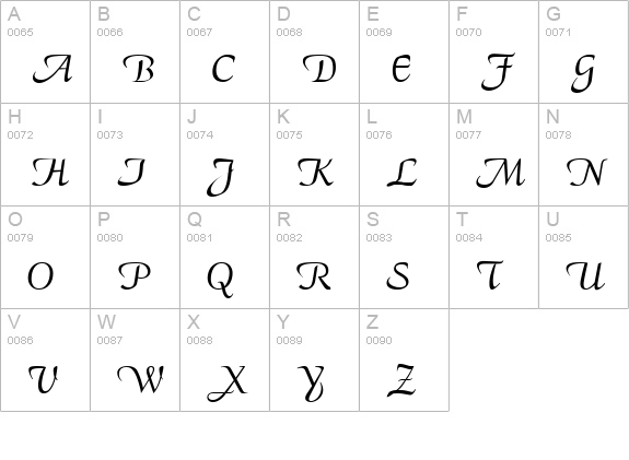 Elegans Script SSi uppercase A-Z preview