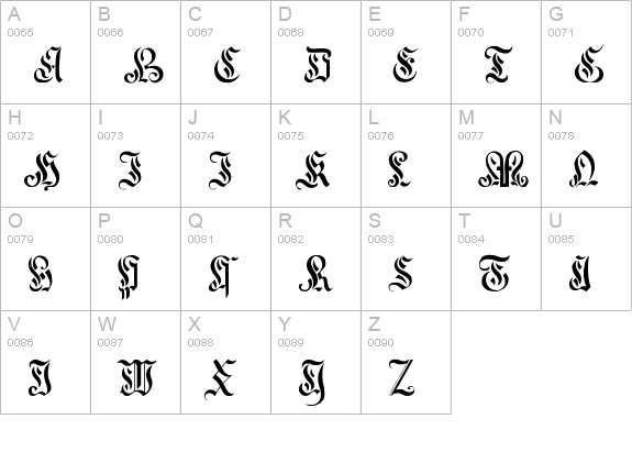 Elegant Capitals uppercase A-Z preview