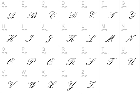 Elegant-Script-Regular uppercase A-Z preview