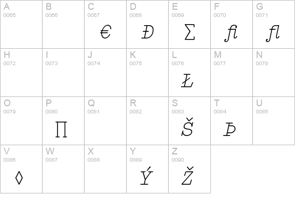 Elementa Expert Italic uppercase A-Z preview