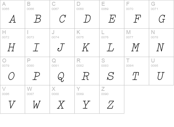 Elementa Italic uppercase A-Z preview