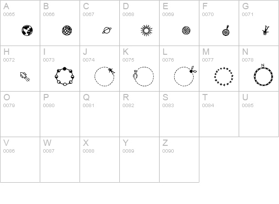 Elementary-Space uppercase A-Z preview