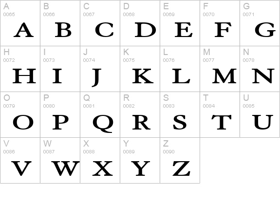 Elephant Extended Bold uppercase A-Z preview
