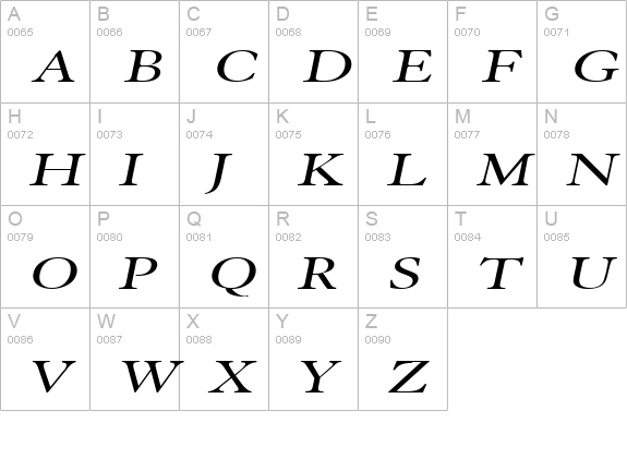 Elephant Extended Italic uppercase A-Z preview