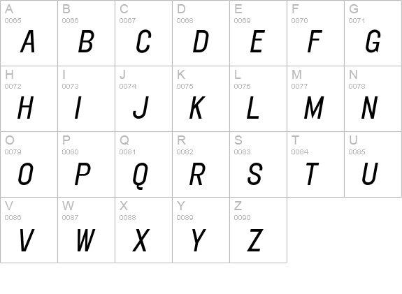 Elephant-LightOblique uppercase A-Z preview
