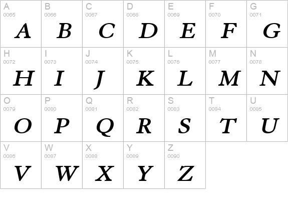 Elephant Wide BoldItalic uppercase A-Z preview