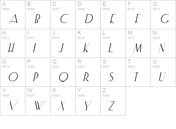 Elisia Italic uppercase A-Z preview