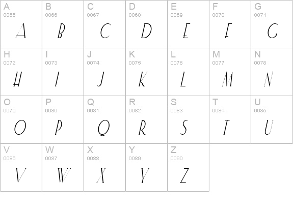 ElisiaCondensed Italic uppercase A-Z preview