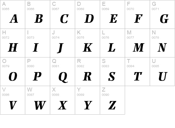 Ellington Extra Bold Italic uppercase A-Z preview