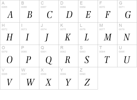 Ellington Light Italic uppercase A-Z preview