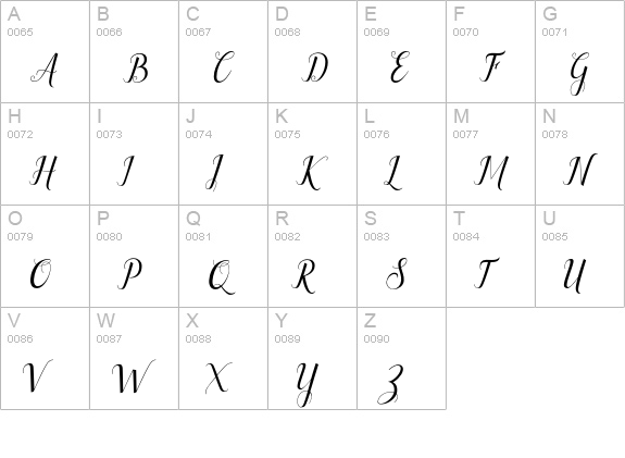 Ellizabeth Script uppercase A-Z preview