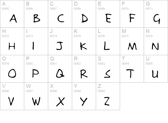 EmilysHand Regular uppercase A-Z preview