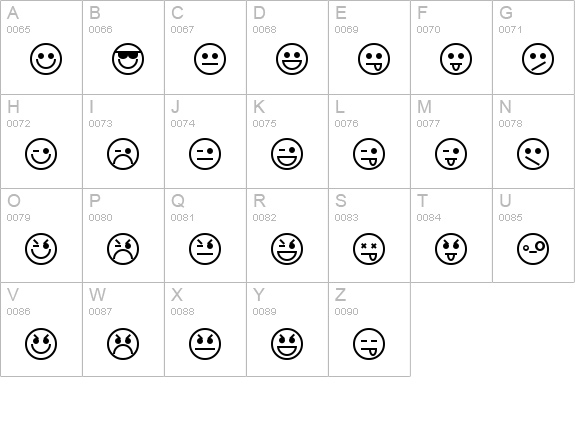 Emoticons uppercase A-Z preview