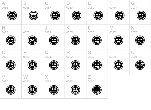 Emoticons Outline uppercase A-Z preview