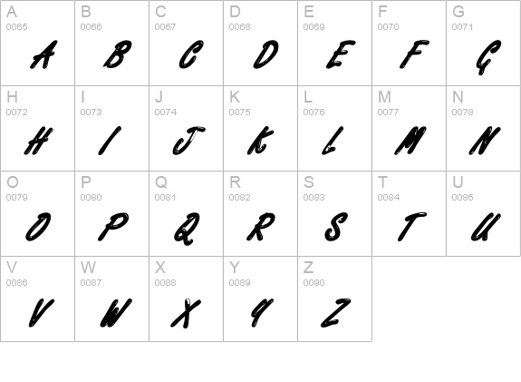 Encino BoldItalic uppercase A-Z preview
