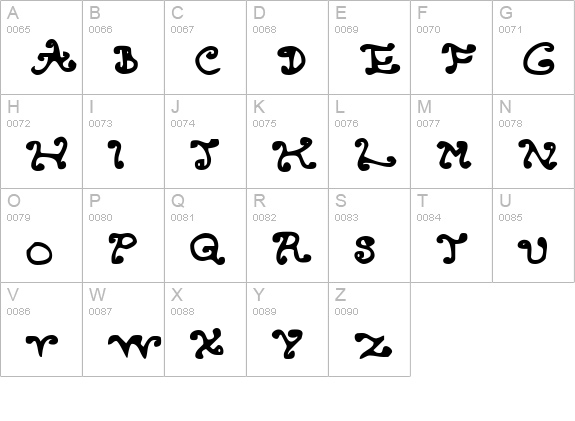 Endcurled uppercase A-Z preview