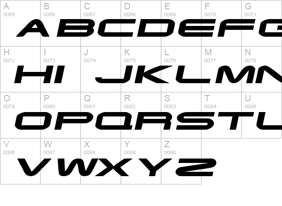 EndzoneExtended Oblique uppercase A-Z preview