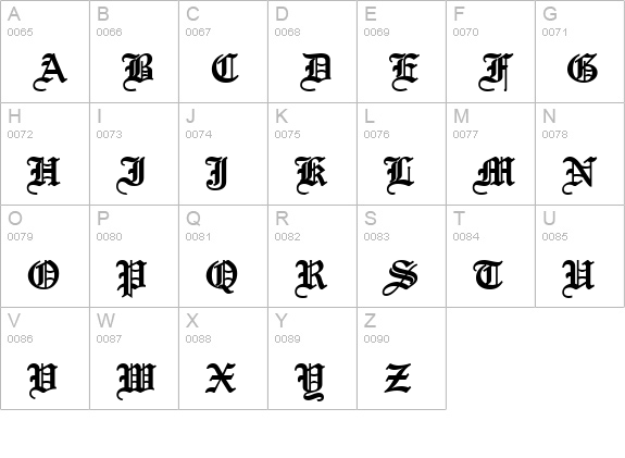 England Bold uppercase A-Z preview