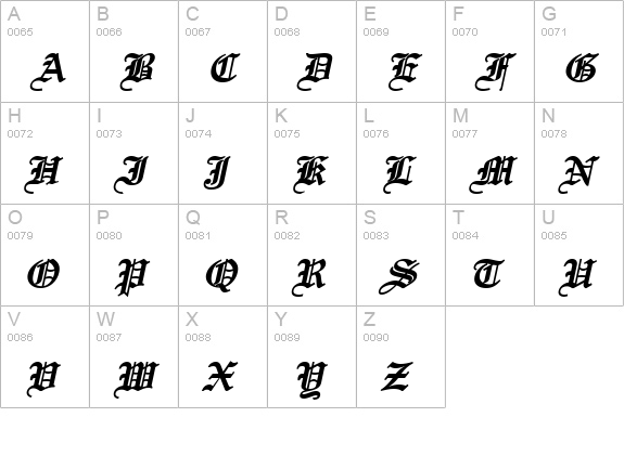 England BoldItalic uppercase A-Z preview