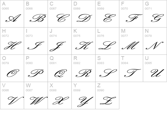 English Ex uppercase A-Z preview