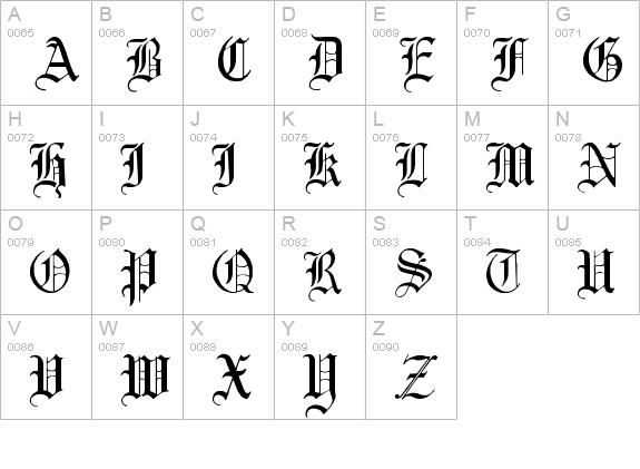 English Gothic, 17th c. uppercase A-Z preview