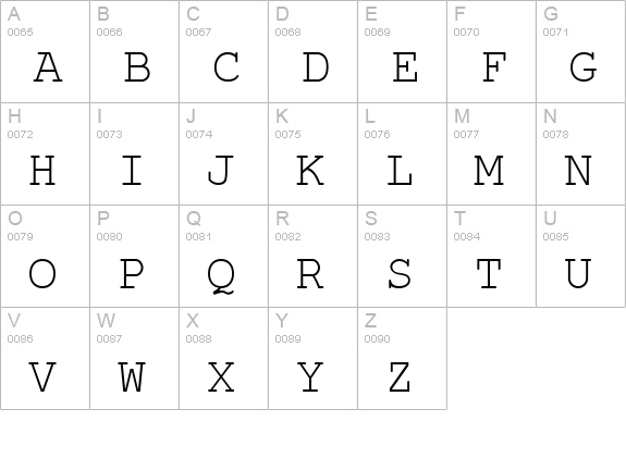 English-Russian Courier uppercase A-Z preview