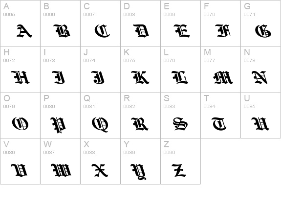 English Towne Normal Lefty Wide uppercase A-Z preview