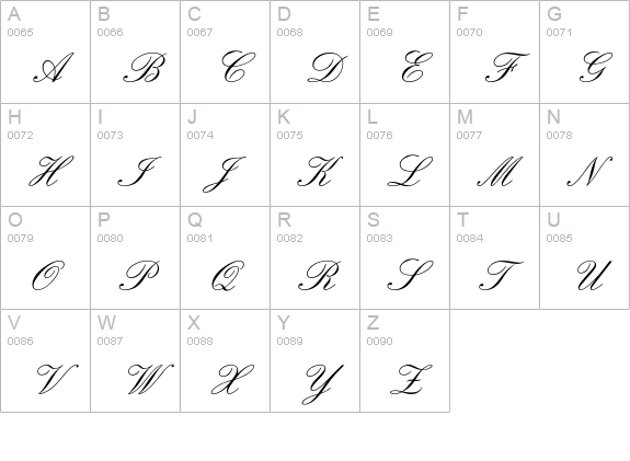 EnglishScriptEF-Regular uppercase A-Z preview