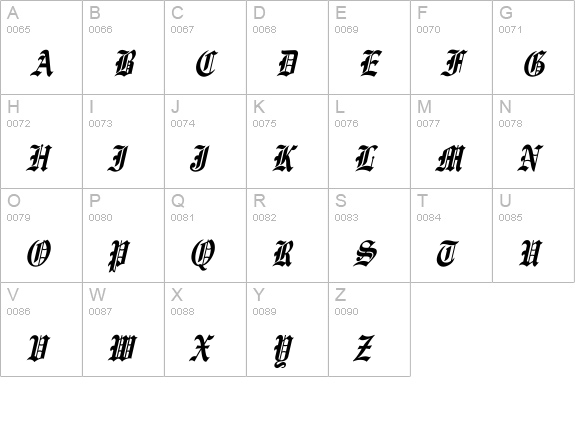 EnglishTowne-Normal Th Italic uppercase A-Z preview