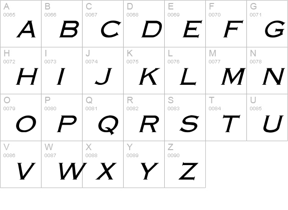Engraver-Light Italic uppercase A-Z preview