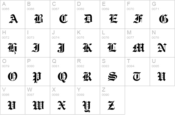 Engravers' Old English Bold uppercase A-Z preview