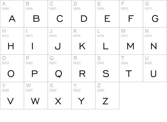 Engravers' Gothic uppercase A-Z preview