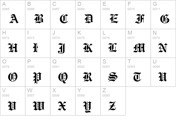 Engravers Old English Bold uppercase A-Z preview