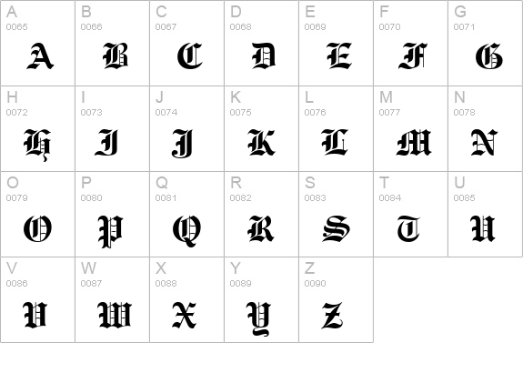 Engravers' Old English Bold BT uppercase A-Z preview
