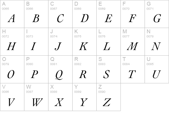Engravers' Oldstyle 205 Italic uppercase A-Z preview