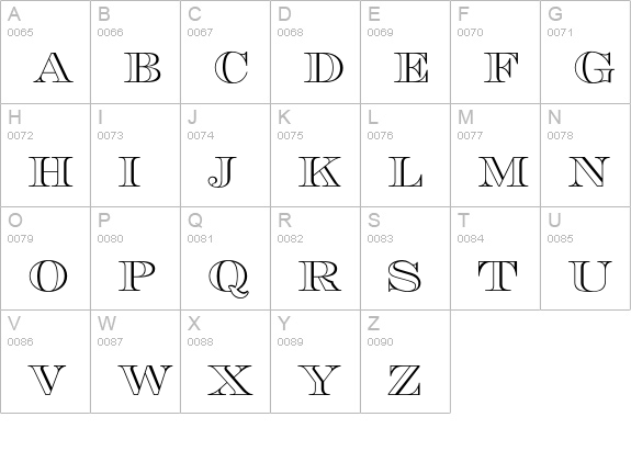 Engravers-Profile uppercase A-Z preview