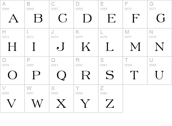 Engravers' Roman BT uppercase A-Z preview