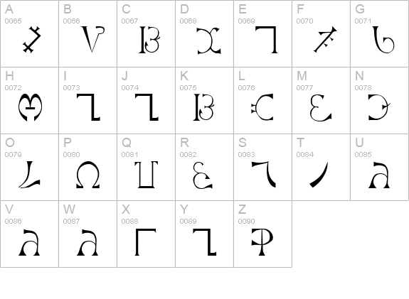 Enochian Regular uppercase A-Z preview