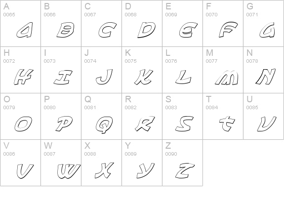 Ephesian 3D Italic uppercase A-Z preview