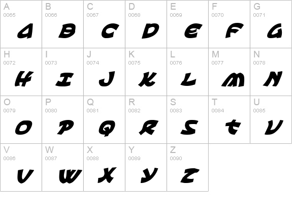 Ephesian CondBoldItal uppercase A-Z preview