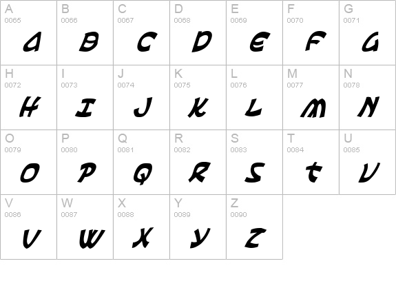 Ephesian Condensed Italic uppercase A-Z preview