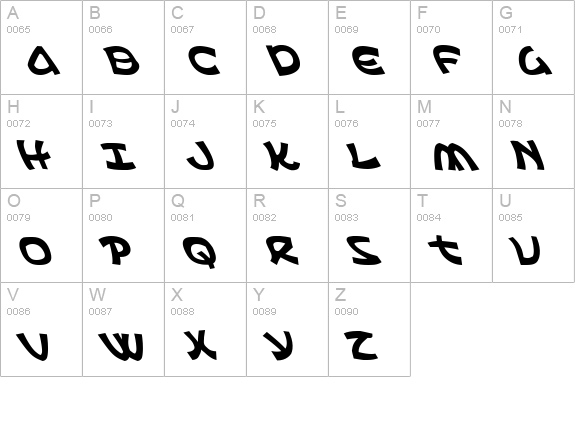 Ephesian Leftalic uppercase A-Z preview