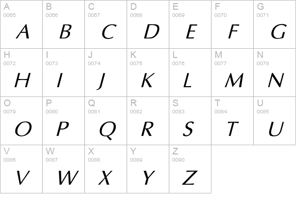 Eppley Italic uppercase A-Z preview